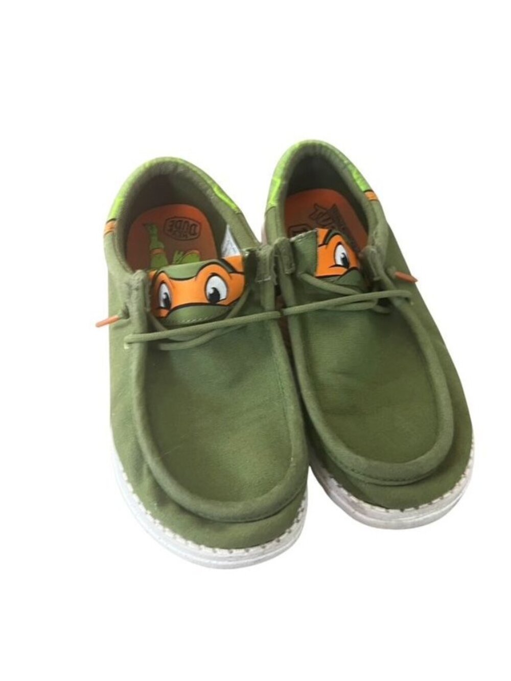 Hey Dude Wally Funk Youth Teenage Mutant Ninja Turtles Mikey Shoes Size J3
